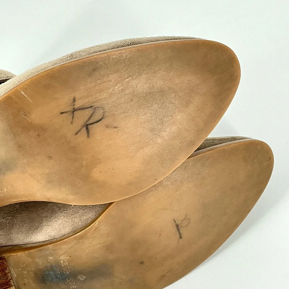 Kate Spade New‎ York Size 7 Taupe Suede Bow Ankle Booties Buckle TALEY